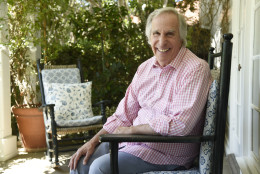 In this Aug. 18, 2016 photo, Henry Winkler poses for a portrait at his home in Los Angeles. Winkler stars with George Foreman, Terry Bradshaw and William Shatner in "Better Late Than Never," a four-episode reality series documenting their 35-day trip  through Japan, Korea, Hong Kong and Thailand. (Photo by Chris Pizzello/Invision/AP)