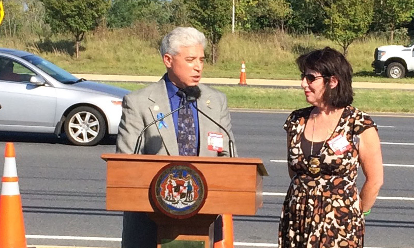 Noah Leotta's parents, Rich Leotta and Marcia Goldman, were at the dedication. (WTOP/Dick Uliano)