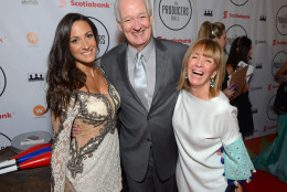Sitara Hewitt and, from left, Debra McGrath and Colin Mochrie attend the Producers Ball at the Royal Ontario Museum on Wednesday, Sept. 3, 2014, in Toronto. (Photo by Arthur Mola/Invision for Producers Ball/AP Images)