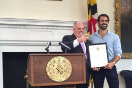 Hogan added, "Nyle has made it his mission to help deaf children become confident and independent in a hearing world, because, as Nyle puts it, 'every child deserves love and language.'" (WTOP/Michelle Basch)