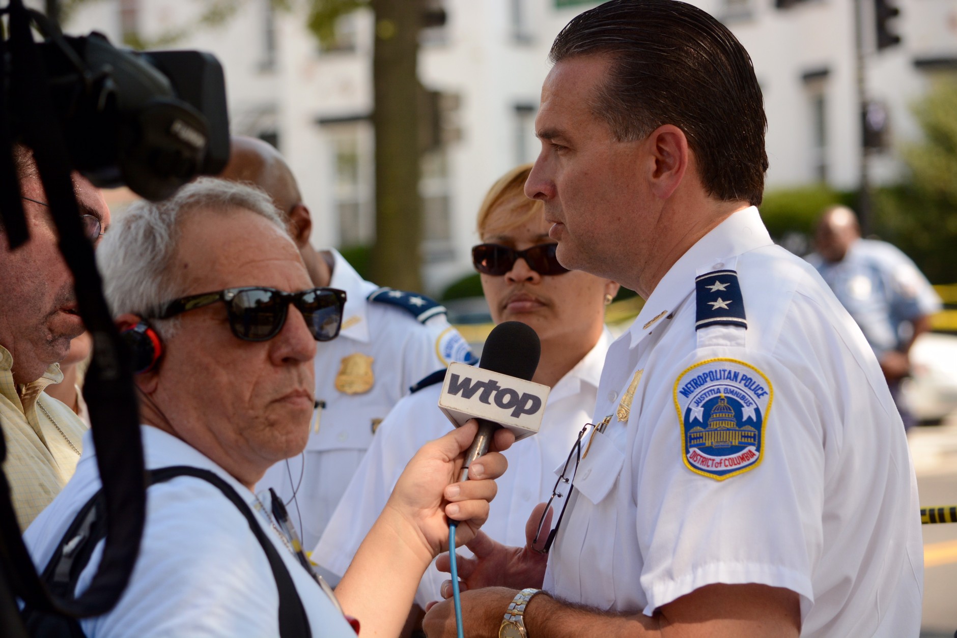 Assistant D.C. Police Chief Peter Newsham holds a news conference after a shooting in Petworth Wednesday afternoon. (WTOP/Dave Dildine)
