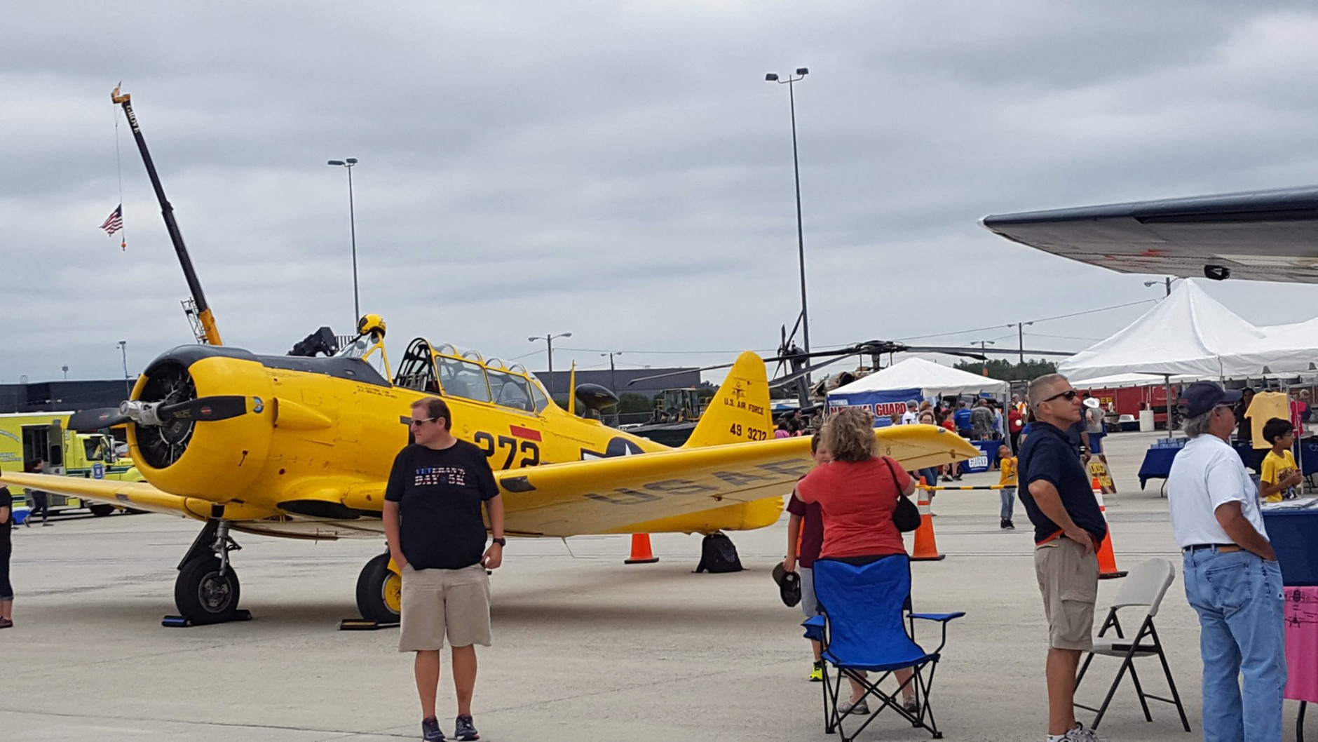 Classic planes and copters were on display during Dulles Day and Plane Pull at Washington Dulles International Airport, a charity event for Special Olympics Virginia. (WTOP/Ralph Fox)