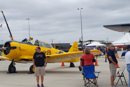 Classic planes and copters were on display during Dulles Day and Plane Pull at Washington Dulles International Airport, a charity event for Special Olympics Virginia. (WTOP/Ralph Fox)