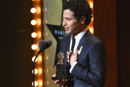 Thomas Kail accepts the award for best direction of a musical for "Hamilton"
at the Tony Awards at the Beacon Theatre on Sunday, June 12, 2016, in New York. (Photo by Evan Agostini/Invision/AP)