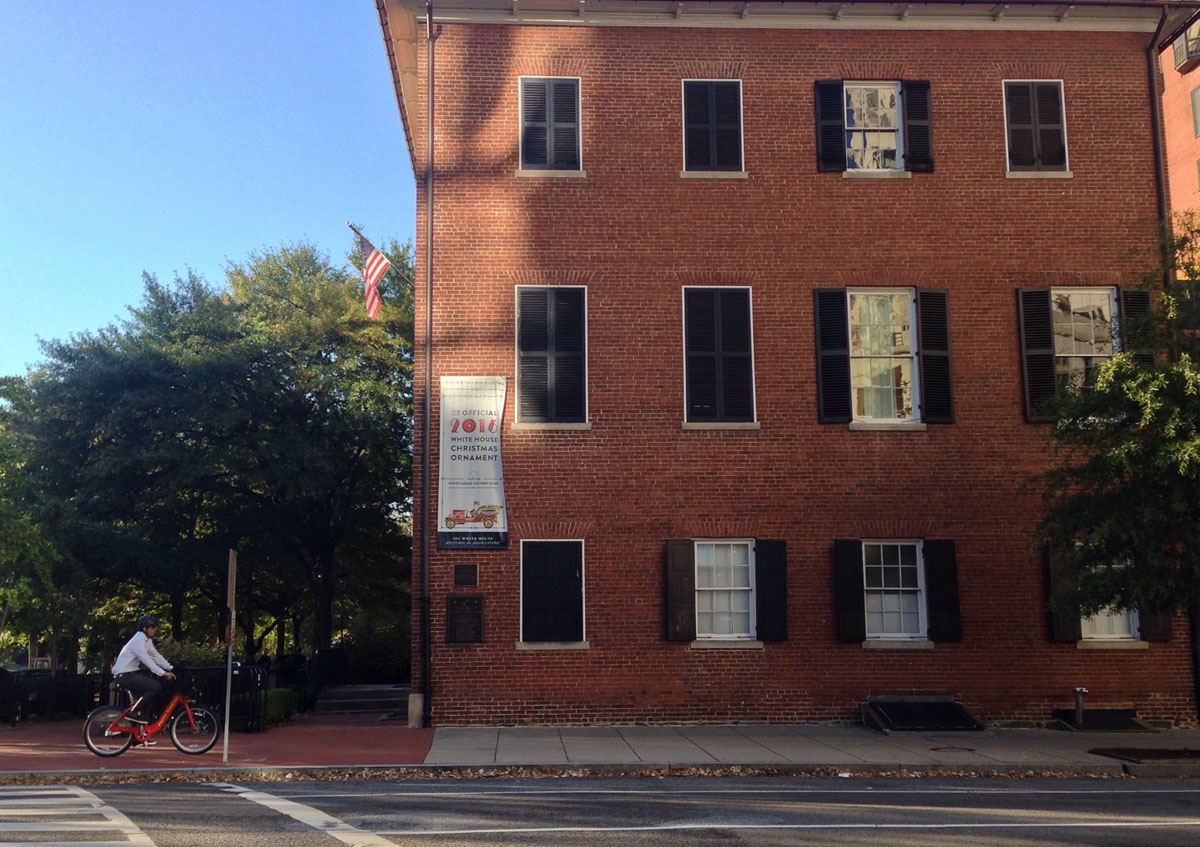 <h3><strong>The Decatur House</strong></h3>
<p>The simple Federal-style brick house on the Northwest corner of Lafayette Square was built in 1816, and its first occupant was <a href="https://dcghosts.com/decatur-house-washington-dc/" target="_blank" rel="noopener">Stephen Decatur</a>, the famed U.S. naval hero.</p>
<p>Tales of hauntings have clung to the house&#8217;s history ever since Decatur was killed in a duel in 1820. According to urban legend, passersby claimed they could see the pensive figure of Decatur peering out the upstairs windows after his death, eventually leading some of the windows to be bricked over. (However, some experts say those are simply &#8220;blind windows,&#8221; and the bricks had <a href="http://www.streetsofwashington.com/2010/12/triumph-and-tragedy-at-decatur-house.html" target="_blank" rel="noopener">always been there for architectural reasons</a>.)</p>

