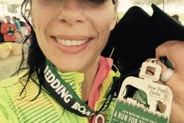 She started with a 5K and built up her confidence. In February 2016, a colleague suggested running the Marine Corps Marathon. “I said, ‘Okay! Let’s do it!’” This photo shows Lori after completing the Redding Road Race Half Marathon in May 2016. (Courtesy Lori Falcone)