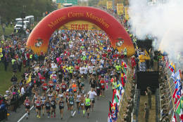 Runners start the 41st Marine Corps Marathon, Sunday, Oct. 30, 2016, in Arlington, Va. (AP Photo/Jose Luis Magana)