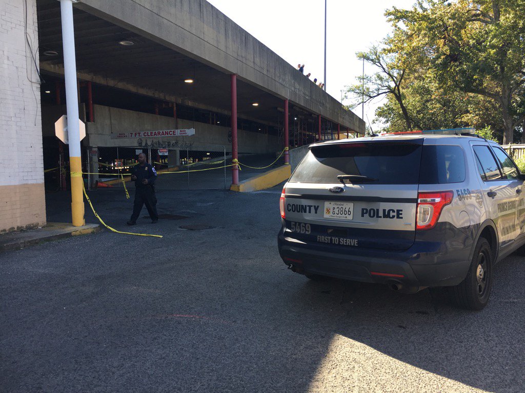 The scene of shooting in the back of the Burlington Coat Factory at the shops at Iverson in Temple Hills Tuesday. (WTOP/Kate Ryan)