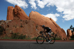 COLORADO SPRINGS, CO - AUGUST 21:  Jens Voigt of Germany riding for Trek Factory Racing rides through the Garden of the Gods Park during stage four of the 2014 USA Pro Challenge on August 21, 2014 in Colorado Springs, Colorado.  (Photo by Chris Graythen/Getty Images)