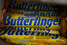 Fun size Nestle Butterfinger bars ranked No. 5 on Peapod's list of top-selling Halloween candy in the Washington, D.C. region. The full-size bar is shown here. (Photo by Justin Sullivan/Getty Images)