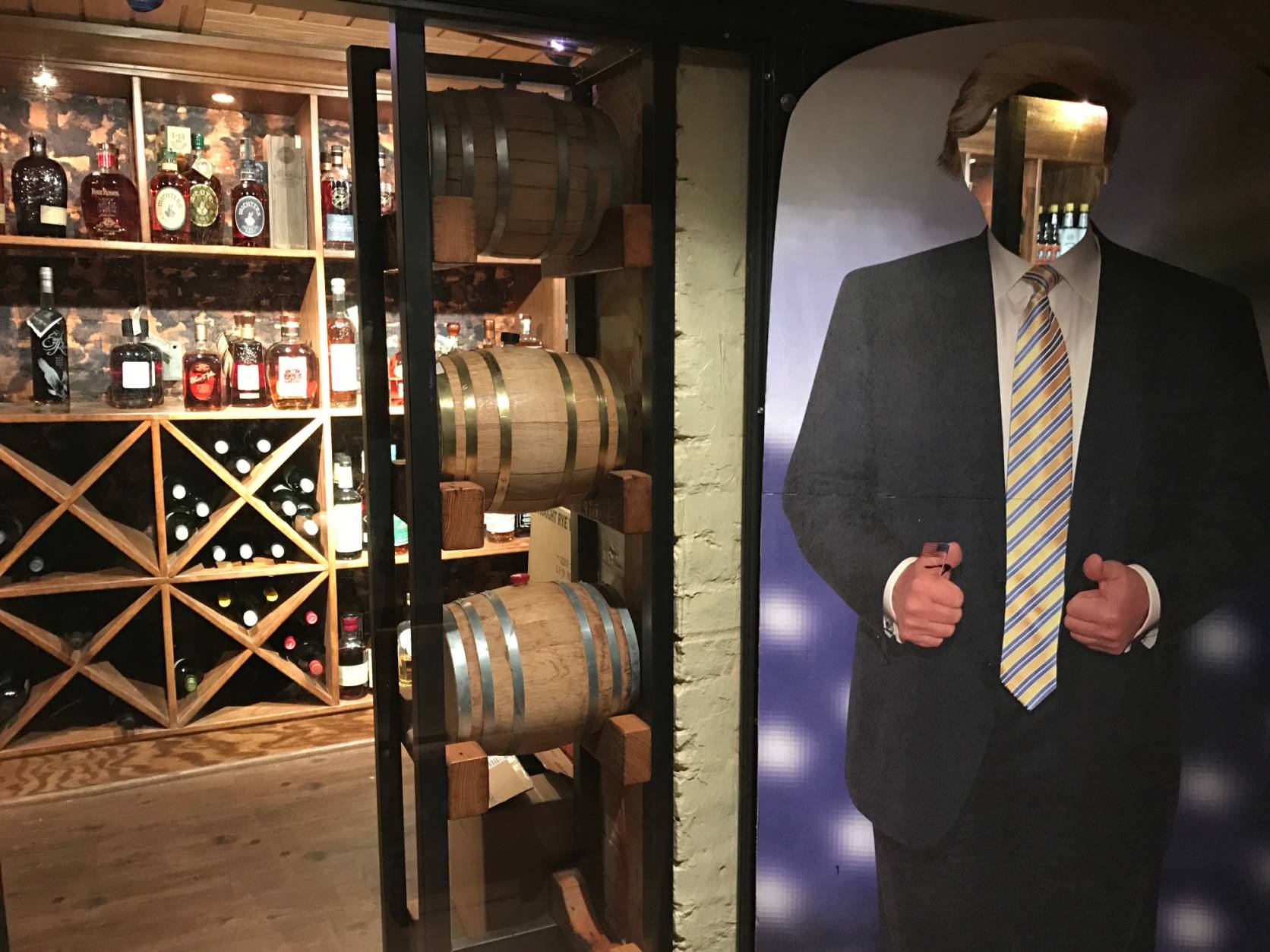 Barrel, a whiskey-fueled restaurant on Pennsylvania Avenue, transformed its basement lounge into a Trump-themed tavern. (WTOP/Rachel Nania) 