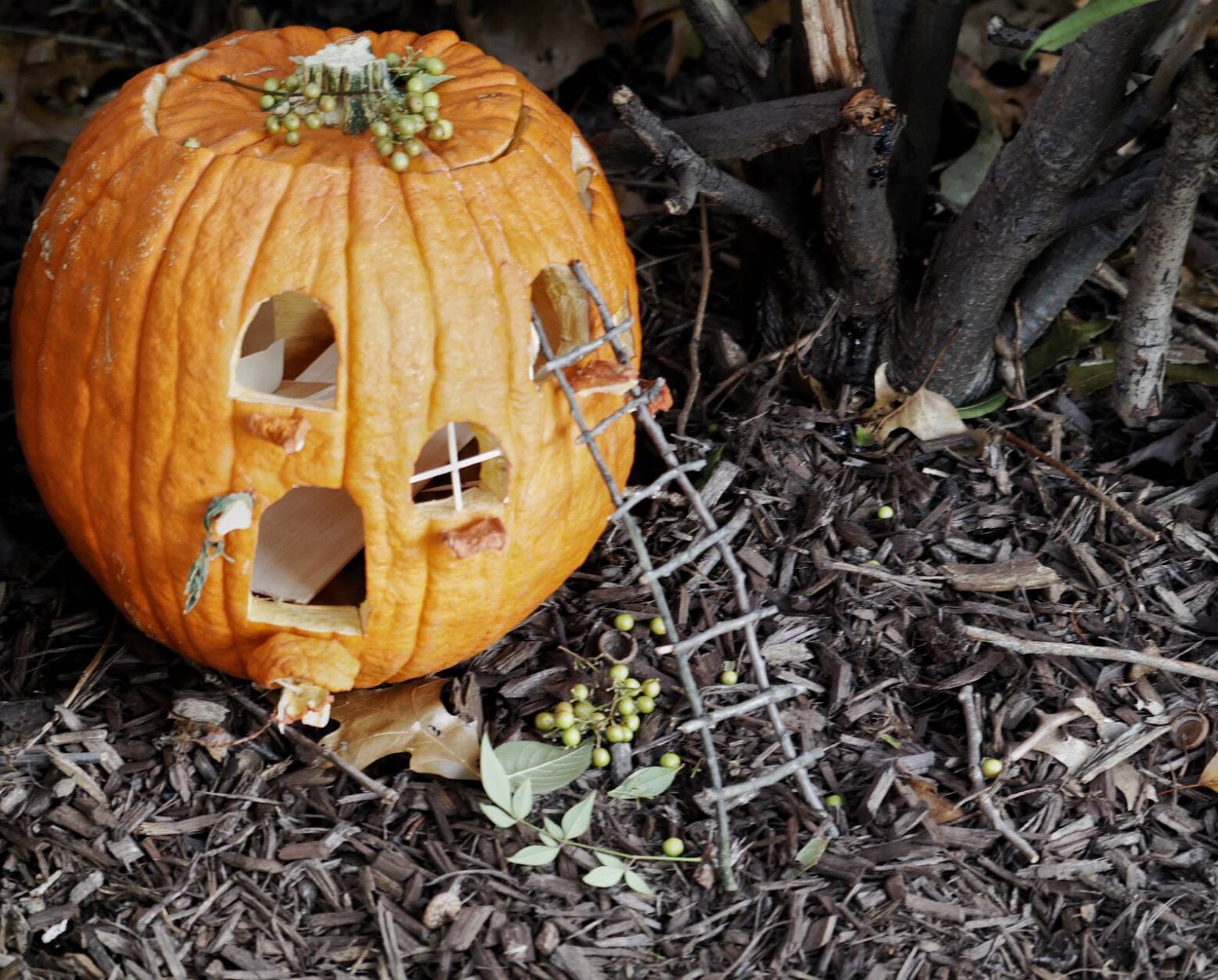 This pumpkin is the work of Scott Homolka and his 6-year-old daughter, Eloie. (WTOP/Kate Ryan)