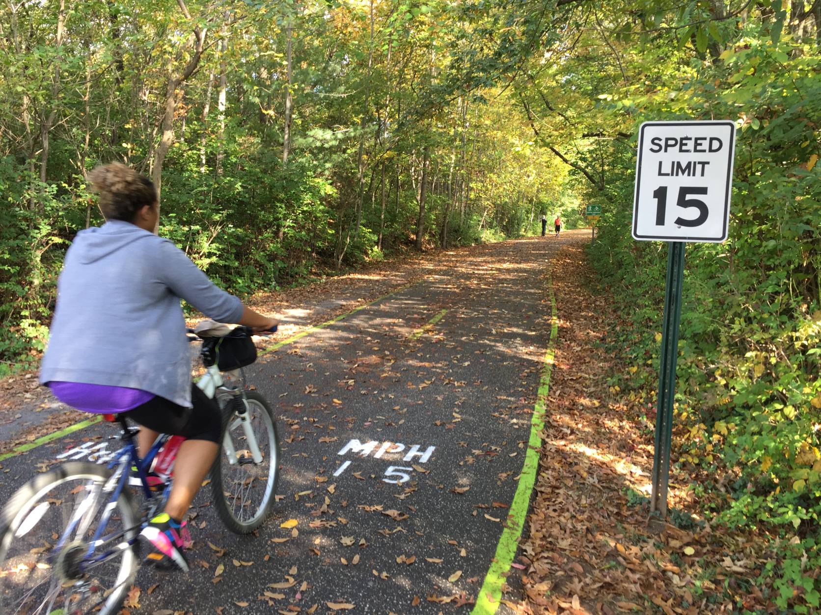 The Capital Crescent Trail is lawfully considered a roadway. Speeding tickets issued by Maryland-National Capital Park Police go on a cyclist's driver's license. (WTOP/Kristi King)