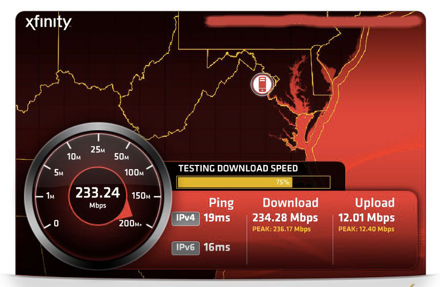 The free upgrade, for new and existing customers, boosts Performance Pro's top download speed from 75 Mbps to 100 Mbps or better, and the top speed for the Blast! tier from 150 Mbps to 200 Mbps or more. (WTOP/Jeff Clabaugh)