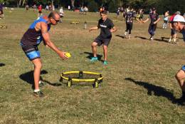 Spikeball is what you’d get if “volleyball and four square had a baby,” says Chris Ruder, CEO of Spikeball. (WTOP/John Domen)