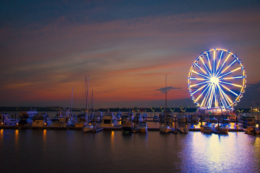 The  Capital Wheel at National Harbor is wheelchair accessible. Each ‘flight’ lasts between 12 and 15 minutes.  (Courtesy National Harbor)
