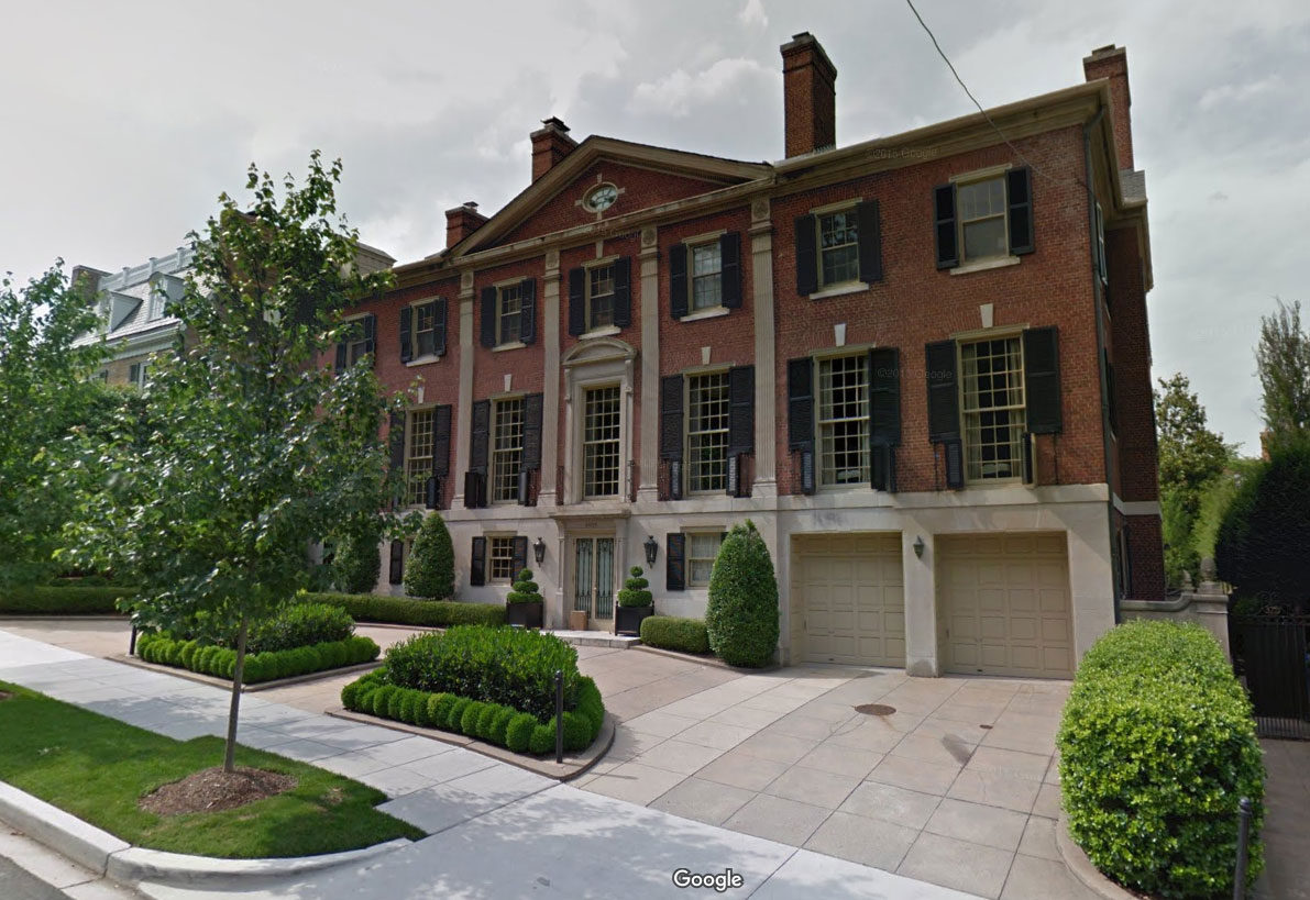 1. $10,400,000 

3055 Whitehaven St. NW, Washington, D.C.

The Georgian-style brick mansion, built in 1930, has six bathroom and seven bedroom. The house sits in the Observatory Circle neighborhood. (Courtesy Google Earth)