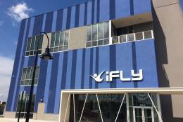 The unassuming front of iFly Loudoun, an indoor skydiving facility. (WTOP/Noah Frank)