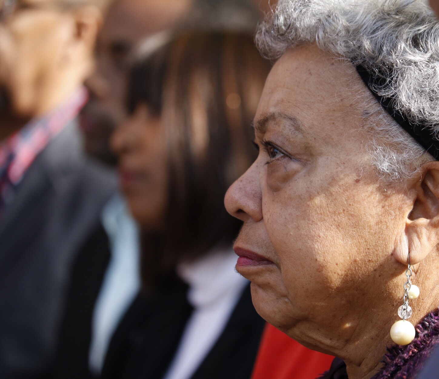 June White Dillard and other members of the Prince George's County chapter of the NAACP called attended an event Wednesday calling for the removal of Dr. Kevin Maxwell. (WTOP/Kate Ryan)