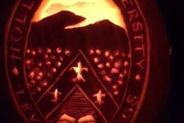 The seal of Hollins University, carved into a pumpkin. (Courtesy Suzy Mink)