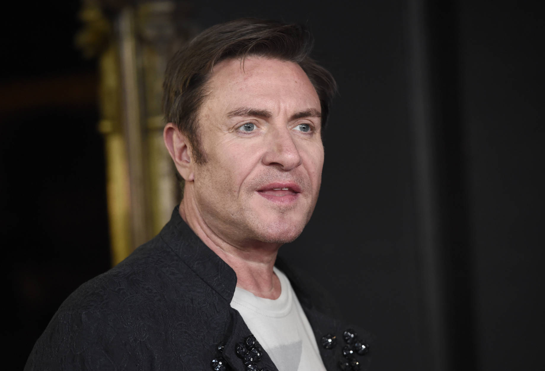 Simon Le Bon, of Duran Duran, attends the David Lynch Foundation Music Celebration at the Theatre at Ace Hotel on Wednesday, April 1, 2015, in Los Angeles. (Photo by Chris Pizzello/Invision/AP)