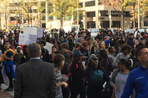 Protests continue: Hundreds of DC students walk out of class to rally against Trump
