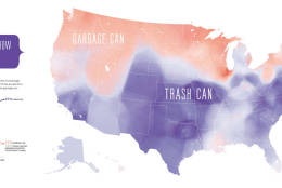 One man's trash can is another man's garbage can. (Maps excerpted from SPEAKING AMERICAN: How Y’all, Youse , and You Guys Talk: A Visual Guide by Josh Katz. Copyright © 2016 by Josh Katz. Reprinted by permission of Houghton Mifflin Harcourt Publishing Company. All rights reserved.)