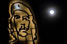 A full moon rises behind a monument depicting Cuba's revolutionary hero Ernesto "Che" Guevara in Havana, Cuba, Monday, Nov. 14, 2016. November's full moon is the brightest since 1948, according to NASA. (AP Photo/Ramon Espinosa)