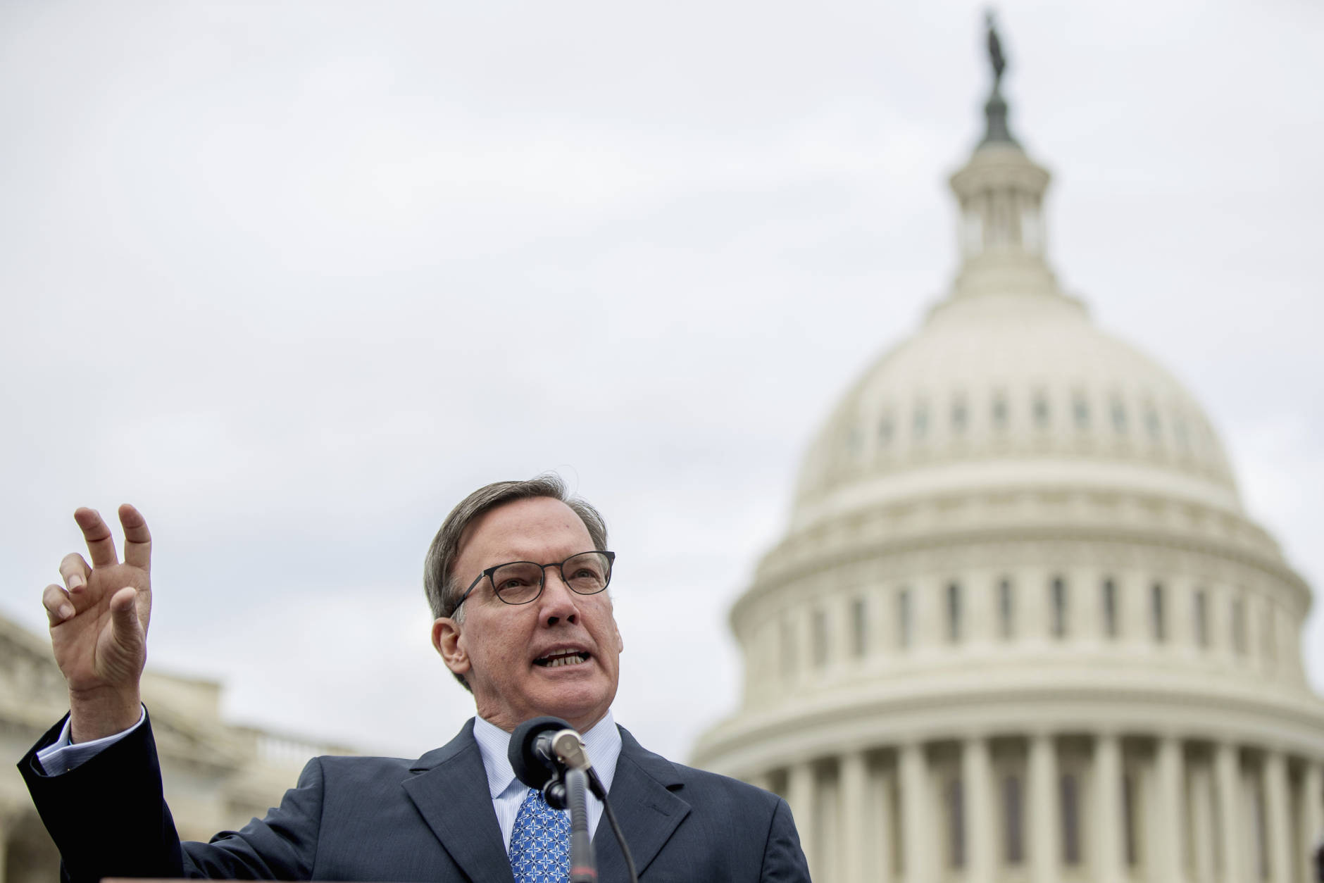 Architect of the Capitol Stephen T. Ayers speaks at a news conference on Capitol Hill in Washington, Tuesday, Nov. 15, 2016, to announce the successful completion of the U.S. Capitol Dome Restoration Project. (AP Photo/Andrew Harnik)