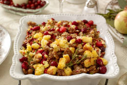 IMAGE DISTRIBUTED FOR OCEAN SPRAY - Try adding fresh cranberries for a twist on Cornbread Stuffing this Thanksgiving. For the full recipe, visit http://www.oceanspray.com/FamilyAffair/. (Ocean Spray via AP Images)
