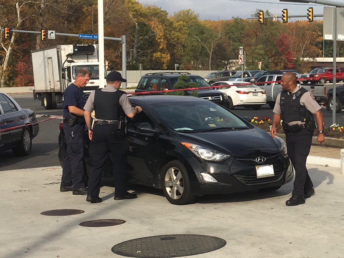 Police are talking to the driver and examining the car, unclear the extent of damage. (WTOP/Mike Murillo)
