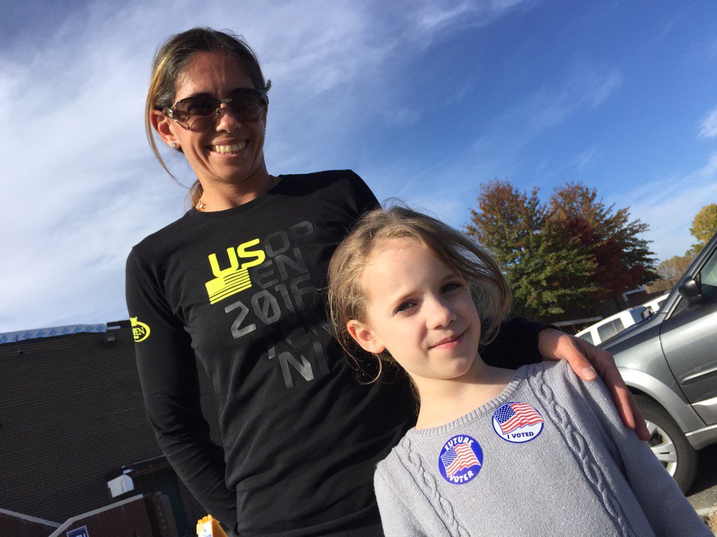 Ana and Emma Kry of Langley, Va. turn out for Election Day. (WTOP/Kristi King)