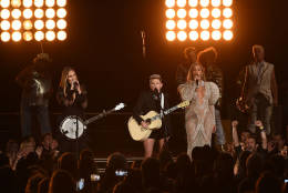 NASHVILLE, TN - NOVEMBER 02:  Beyonce (R) performs onstage with Emily Robison and Natalie Maines of Dixie Chicks at the 50th annual CMA Awards at the Bridgestone Arena on November 2, 2016 in Nashville, Tennessee.  (Photo by Rick Diamond/Getty Images)