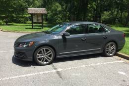 The Passat is usually conservative in styling and tends to blend in, but if you choose the R-line trim level, things perk up a bit outside on the big sedan, says WTOP Car Guy Mike Parris. (WTOP/Mike Parris)