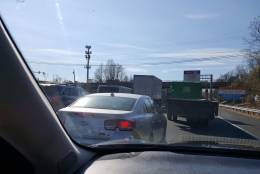 NBC Washington chief meteorologist Doug Kammerer is stuck in the traffic backup around the crash on the Outer Loop of the Capital Beltway right after Georgetown Pike. (NBC Washington/Doug Kammerer)