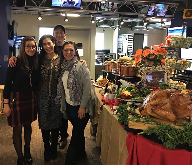 The Amphora Catering team (from left Marketing Assistant Francesca Doimo, Director Angela Cholakis, Chef Brian Baer and WTOP morning drive host Joan Jones. (Courtesy of Angela Cholakis)