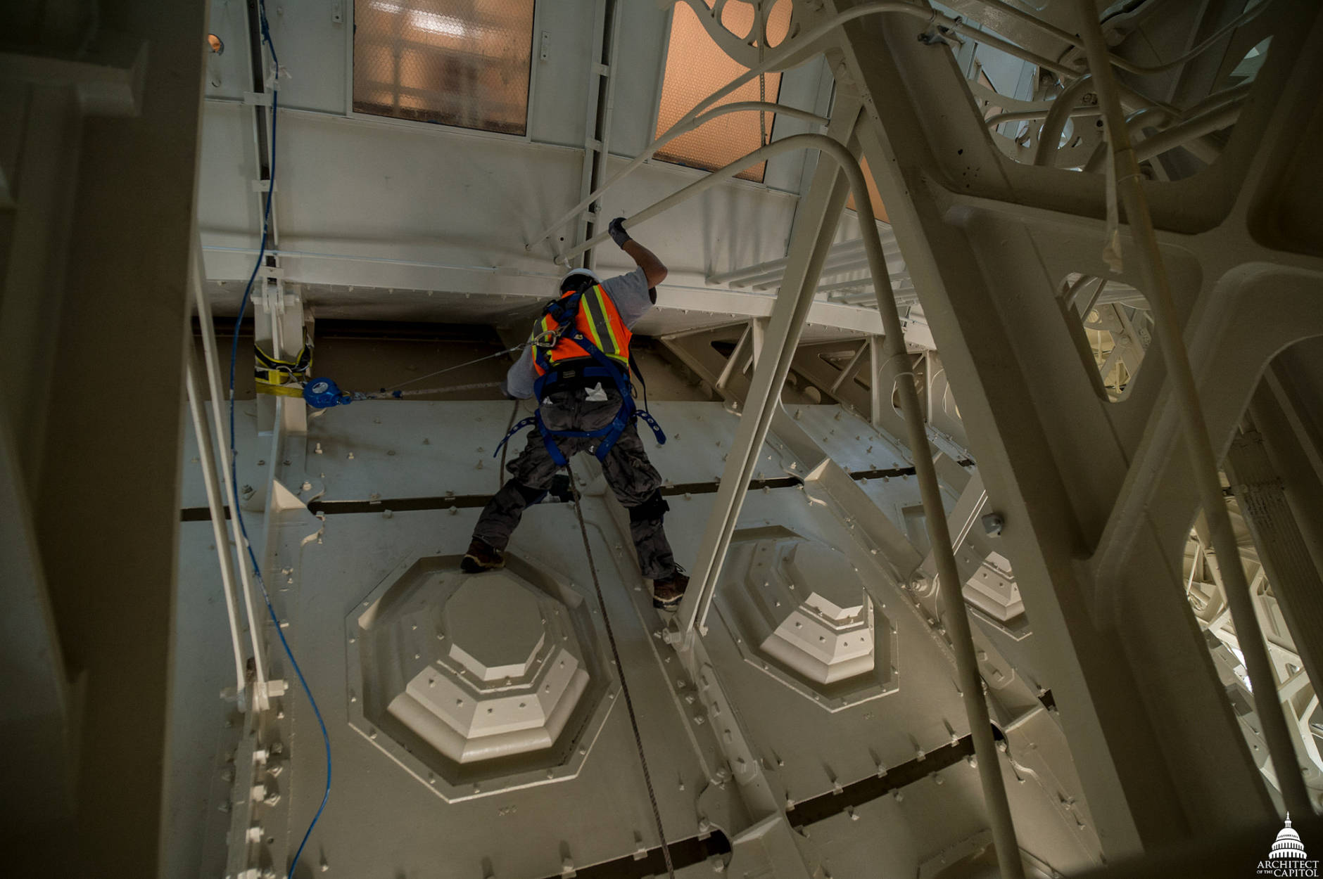 The Architect of the Capitol is in the final painting phase of the Dome Restoration Project. Other restoration work also continues. (Architect of the Capitol)
