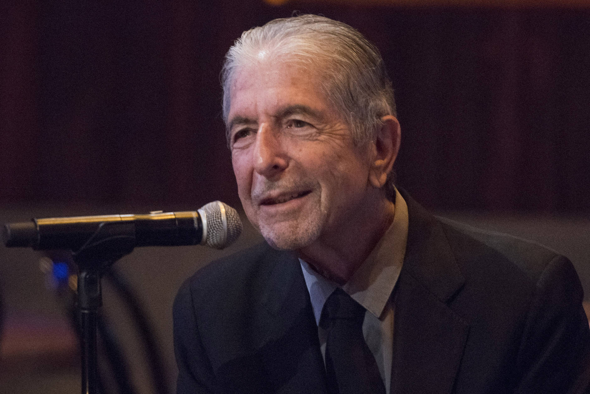 Leonard Cohen attends a listening party for his new album "Popular Problems" on Thursday, Sept 18, 2014 in New York. He died Nov. 10 at age 82. (Photo by Charles Sykes/Invision/AP)