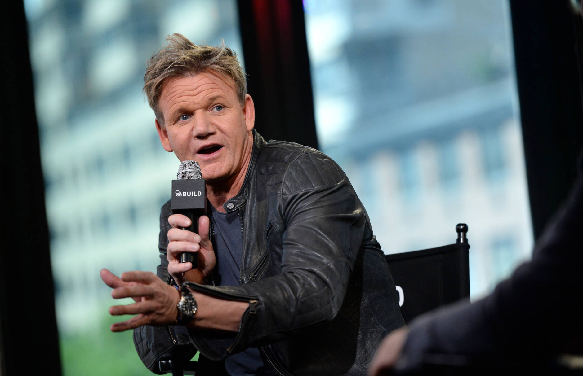 Chef Gordon Ramsay participates in AOL's BUILD Speaker Series to discuss discusses his new MasterChef mobile game at AOL Studios on Wednesday, June 22, 2016, in New York. (Photo by Evan Agostini/Invision/AP)