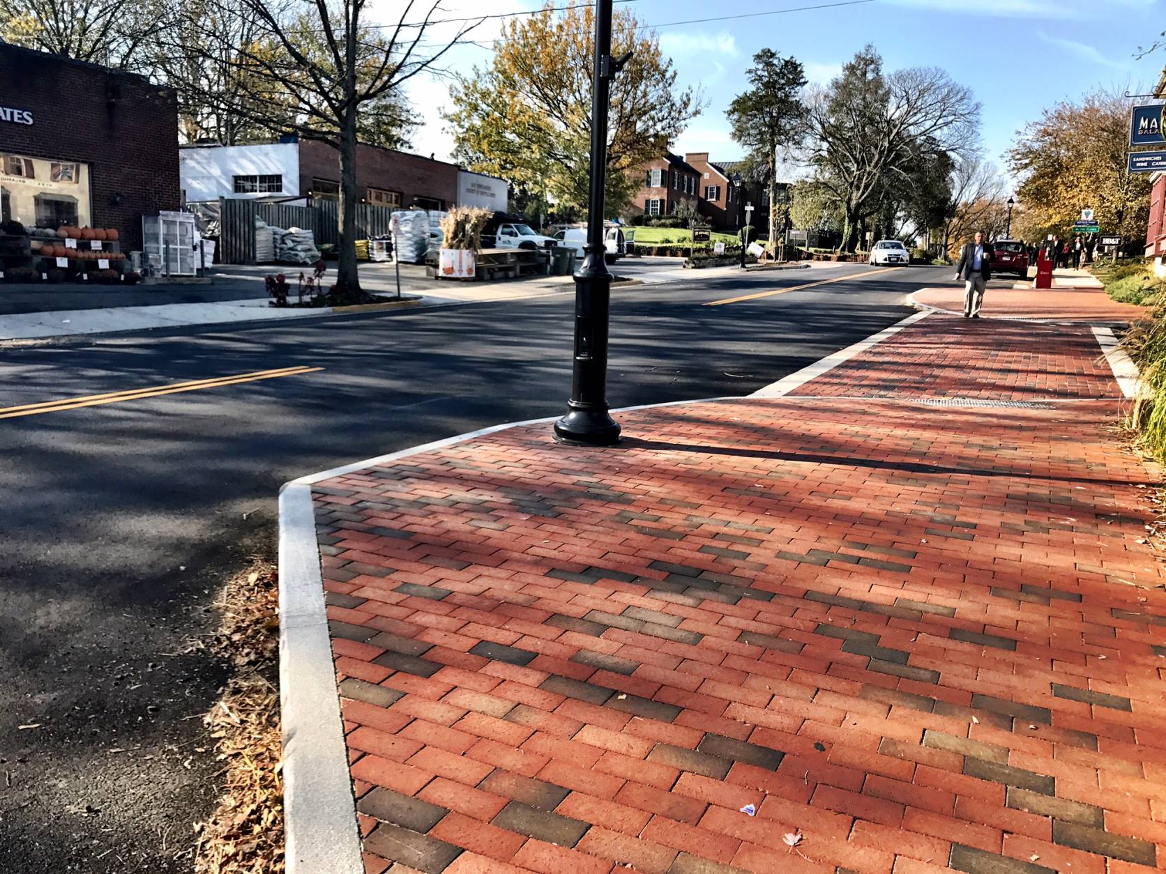 While traffic through Middleburg continues to have one lane of traffic and a parking lame in each direction, the new configuration adds crosswalks across Route 50, which extend further than the width of parked cars.