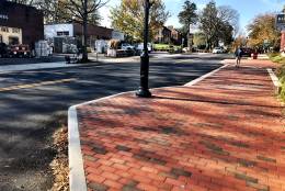 While traffic through Middleburg continues to have one lane of traffic and a parking lame in each direction, the new configuration adds crosswalks across Route 50, which extend further than the width of parked cars.