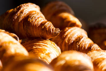 a pile of croissants