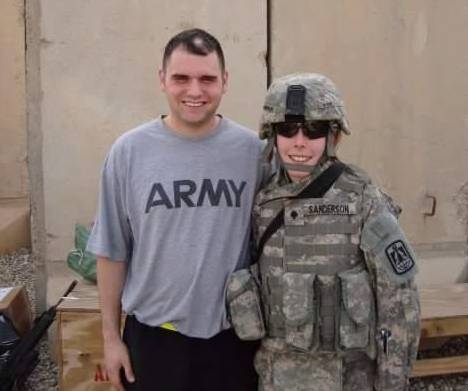 Megan Sanderson sends this in via Facebook: "This is my husband Adam and I when we were deployed to Iraq. We are both still active Army. I am a 10 year veteran and my husband is a 13 year year veteran. We are currently stationed in the DC area."
