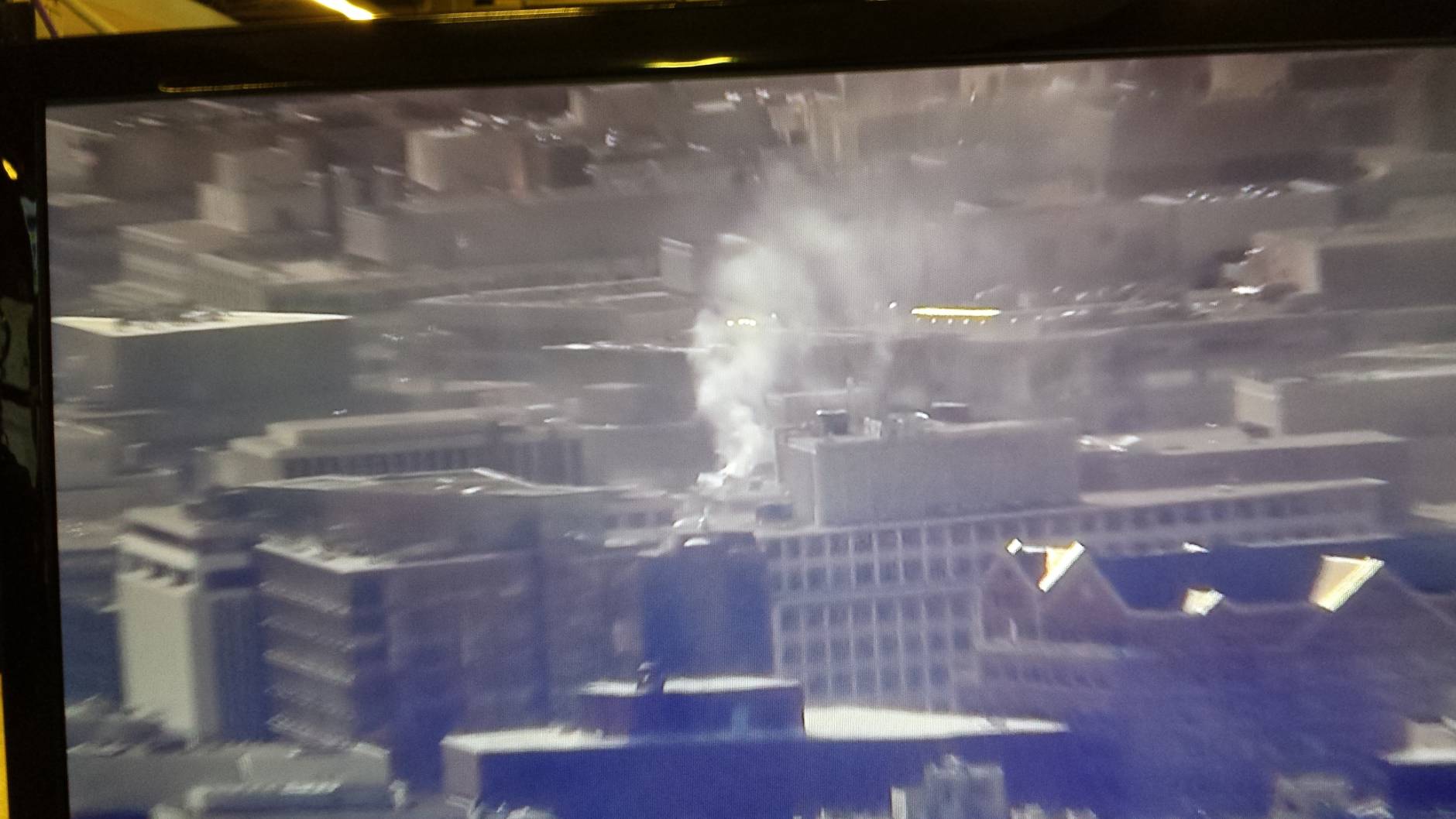 Smoke is seen in D.C. from an NBC helicopter shot. (Courtesy NBC Washington)
