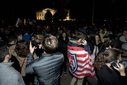 Crowd are gathered in front the White House in Washington, Wednesday, Nov. 9, 2016, waiting for the results of the presidential election. (AP Photo/Manuel Balce Ceneta)