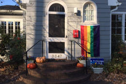 Some who live near Mike Pence's temporary D.C. home have put out rainbow flags in "silent protest." (WTOP/Michelle Basch)