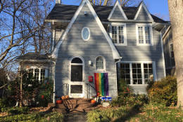 As of Friday, there were at lest nine rainbow flags flying at houses near Pence's temporary home. (WTOP/Michelle Basch)