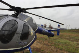 The unified command center at National Harbor receives a live feed of video provided by Prince George's County police choppers. (WTOP/Kristi King)
