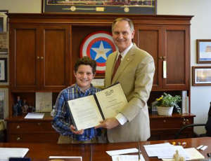 Virginia Del. Richard Anderson stands with 7th grader Riley Kotlus who was just chosen to to be a House page for the upcoming General Assembly session. Kotlus won a spot in the prestigious program after participating in Anderson's "Future Delegate" program. (Courtesy Richard Anderson)