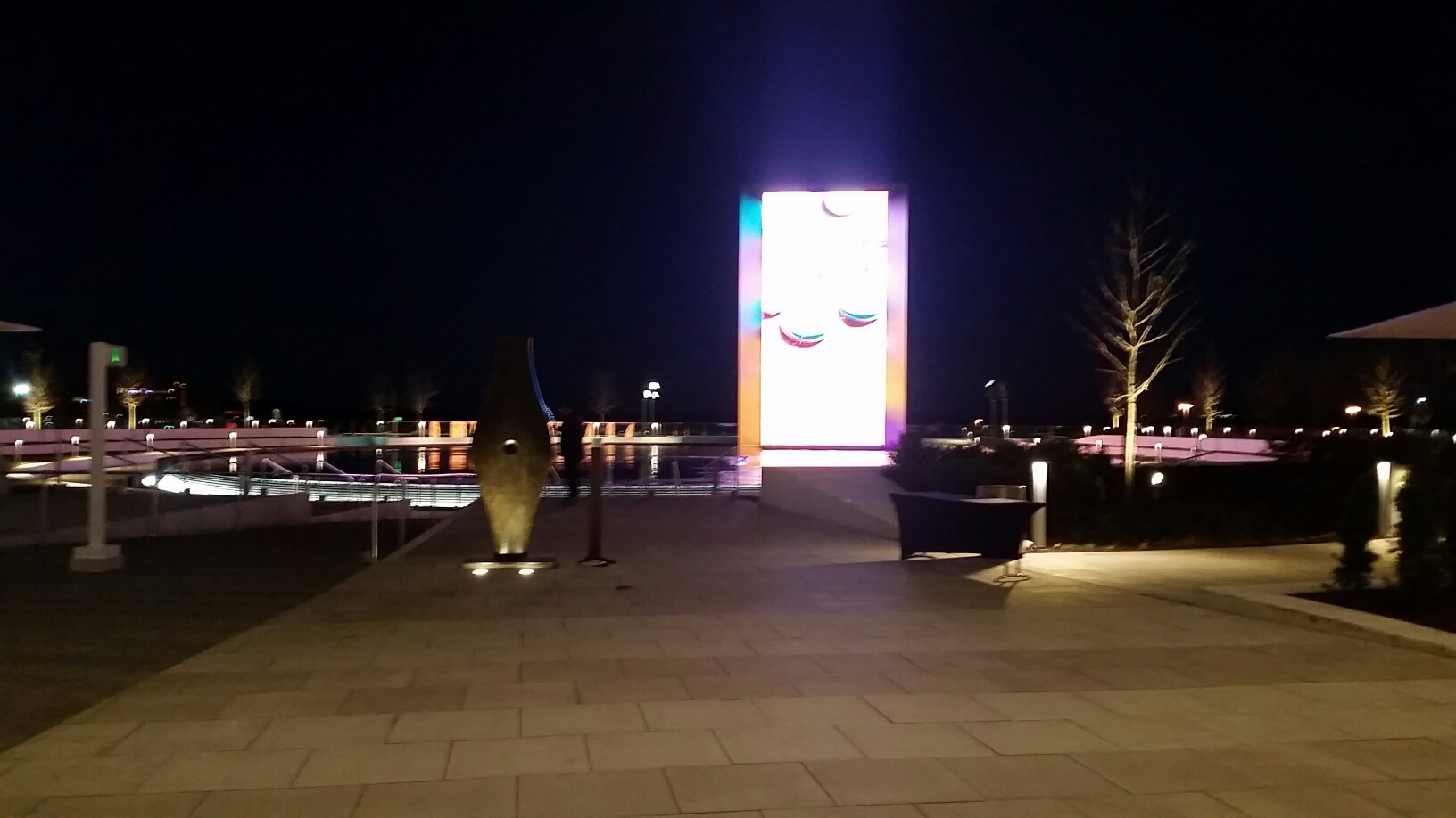 Outside the MGM National Harbor Friday morning, after the grand opening Thursday night. (WTOP/Kathy Stewart)